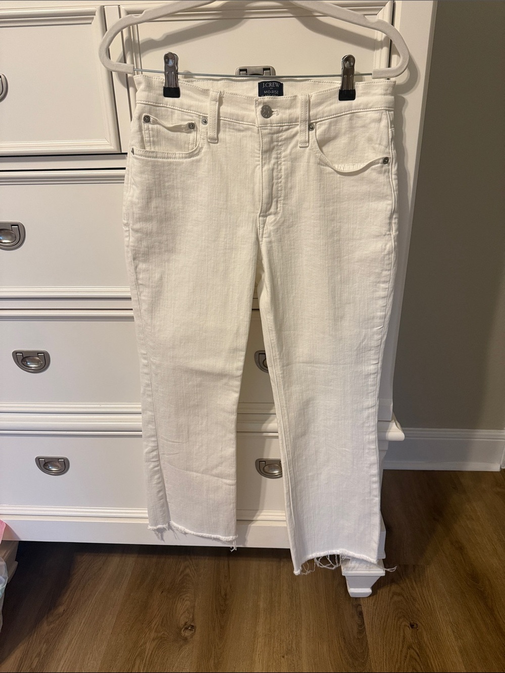 J. Crew Women's White Midrise flare crop Jeans